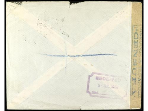 ✉ ESPAÑA. Ed. 757. 1938. BARCELONA a MANCHESTER. 45 c. + 2 p