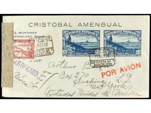 ✉ ESPAÑA. Ed. 757sv (2) + 757a, 694, 761. 1938. BARCELONA a 