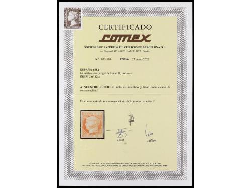 (*) ESPAÑA. Ed. 12. 6 cuartos rosa. PIEZA DE LUJO. Cert. COM