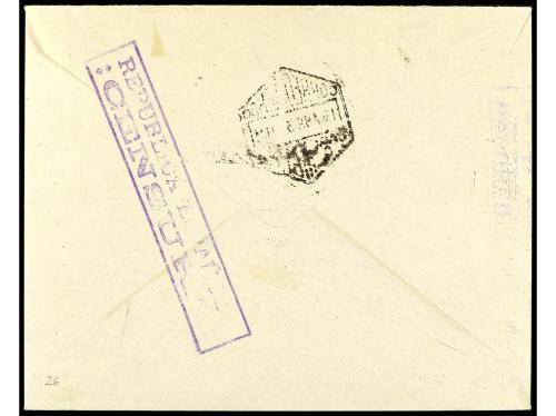 ✉ ESPAÑA. Ed. 759. 1938. Aéreo + 5 pts. azul en sobre con ma