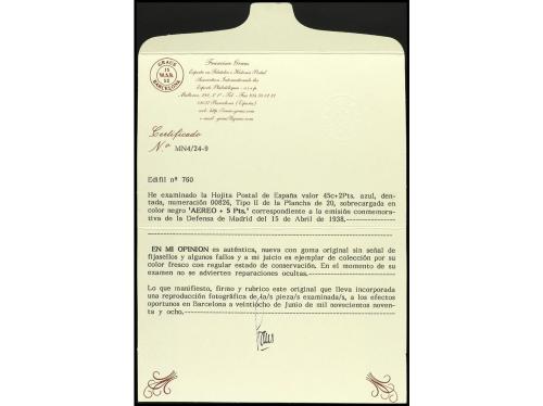 ** ESPAÑA. Ed. 760. HB. Aéreo + 5 pts. Tipo 2. Fallos propio