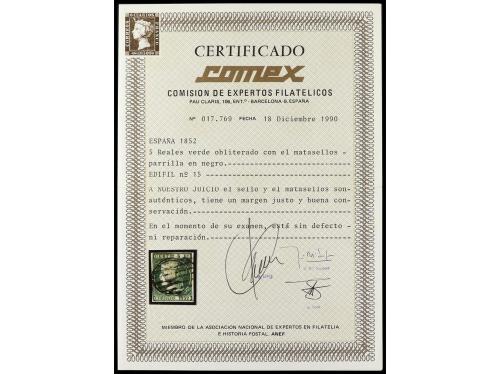 (*) ESPAÑA. Ed. 15, ° 15. 5 reales verde. 1 sello nuevo y ad