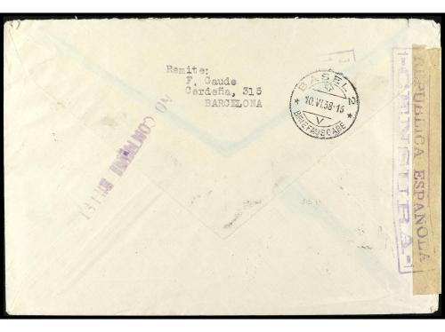 ✉ ESPAÑA. Ed. 761/62. 1938. BARCELONA a SUIZA. Serie complet