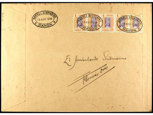 ✉ ESPAÑA. Ed. 775. 1938. BARCELONA a MAHÓN. Sobre conmemorat