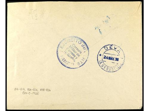 ✉ ESPAÑA. Ed. 816/17, 819/30. 1938. SAN SEBASTIÁN a DEVA. Ca