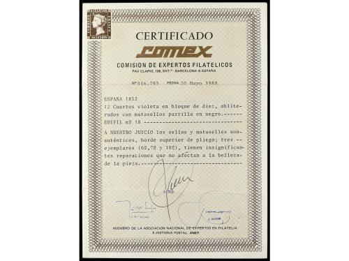 ° Δ ESPAÑA. Ed. 18. 12 cuartos lila. Importante conjunto com