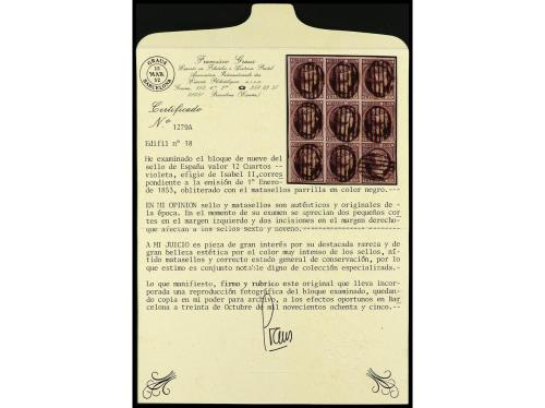 ° Δ ESPAÑA. Ed. 18. 12 cuartos lila. Importante conjunto com