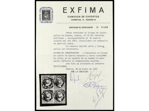 ° Δ ESPAÑA. Ed. 18. 12 cuartos lila. Importante conjunto com
