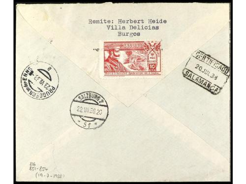 ✉ ESPAÑA. Ed. 851/54. 1938. BURGOS a ALEMANIA. Serie complet