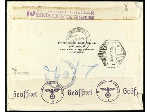✉ ESPAÑA. Ed. 901, 902. 1940. 2 sobres circulados a ALEMANIA