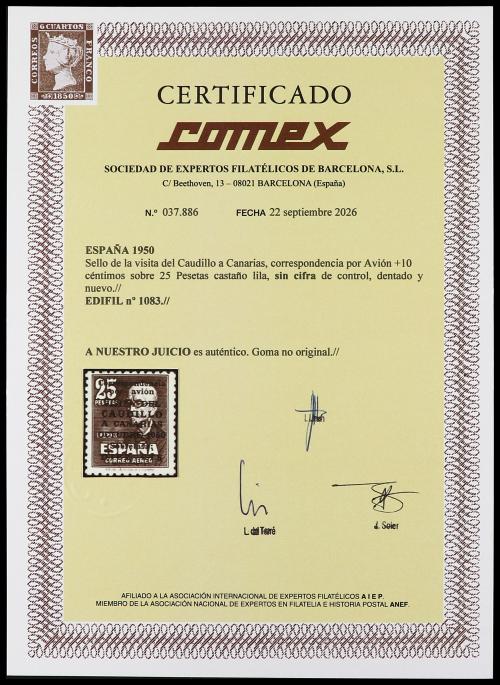(**) ESPAÑA. Ed. 1083. CANARIAS AVIÓN SIN NÚMERO. Centrado h
