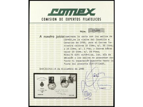 ✉ ESPAÑA. Ed. 1083 + 1083A/B. 1950 (23 octubre). AVIÓN CANAR