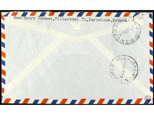 ✉ ESPAÑA. Ed. 1124. 1954. BARCELONA a AUSTRALIA. 25 pts. más