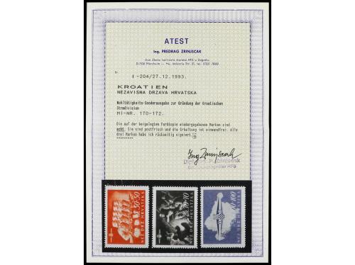 ** CROACIA. Yv. 140/2, Mi. 170/2. 1945. SERIE COMPLETA. 3 va