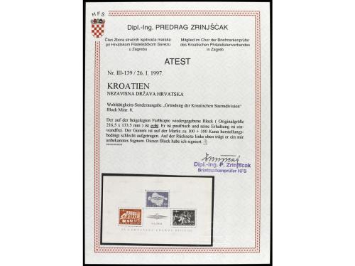 ** CROACIA. Mi. HB 9, Mi. Bl. 8. 1945. CREACIÓN S.S. CROATAS