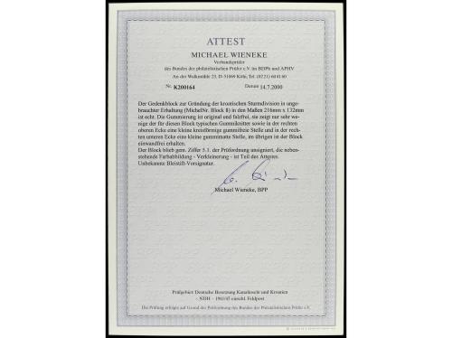 ** CROACIA. Yv. HB 9, Mi. Bl. 8. 1945. CREACIÓN S.S. CROATAS