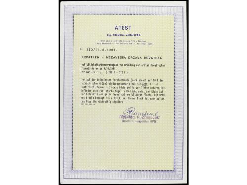 * CROACIA. Yv. HB 9, Mi. Bl. 8. 1945. CREACIÓN S.S. CROATAS.
