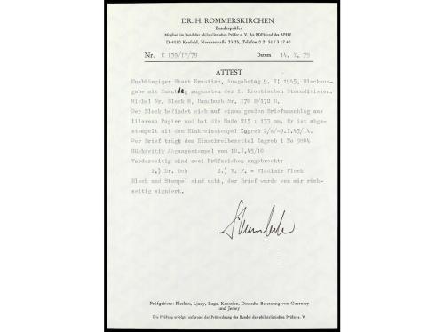 ✉ CROACIA. Yv. HB 9, Mi. Bl. 8. 1945. Certificado correo int