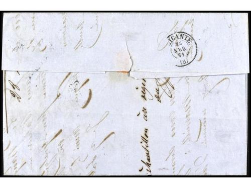✉ FRANCIA. Yv. 17. 1861. MARSELLA a ALICANTE. 80 cts. rosa, 