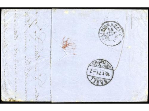 ✉ FRANCIA. 1871 (3 enero). PARÍS a BALE. 30 cts. castaño cir