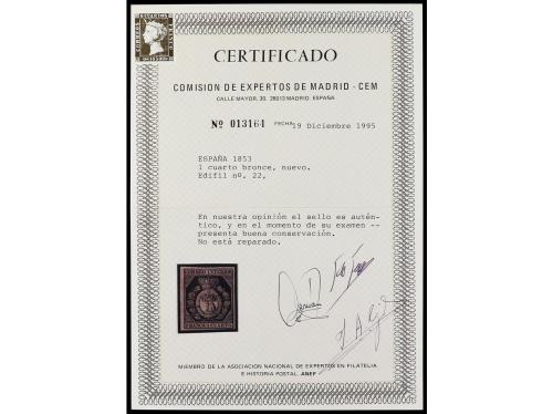 * ESPAÑA. Ed. 22. 1 cuarto bronce. Márgenes completos. Muy b