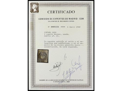° ESPAÑA. Ed. 22. 1 cuarto bronce. PIEZA DE LUJO. Cert. CEM.