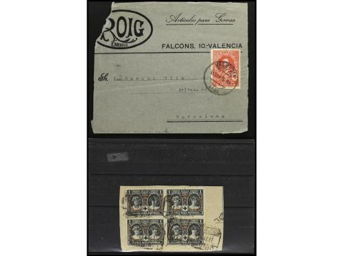 ✉ ESPAÑA. CRUZ ROJA. Conjunto de 4 cartas, 1 frontal, 2 post