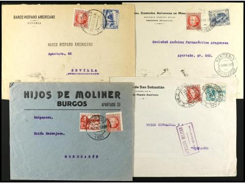 ✉ ESPAÑA. 1936-37. CRUZADA CONTRA EL FRÍO. Conjunto de 17 ca