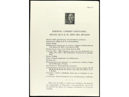 ESPAÑA. 1955-1962. MUESTRAS. Sellos impresos en negro sin de