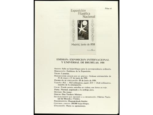 ESPAÑA. 1955-1962. MUESTRAS. Sellos impresos en negro sin de