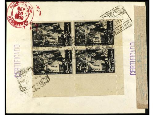 ✉ ESPAÑA. Ed. 787/8. 1938 (1 septiembre). BARCELONA a NEW YO