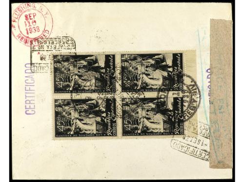 ✉ ESPAÑA. Ed. 787/8. 1938 (1 septiembre). BARCELONA a NEW YO