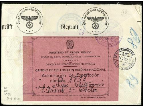 ✉ ESPAÑA. Ed. 812. 1940. MADRID a ALEMANIA. 4 pts. más compl