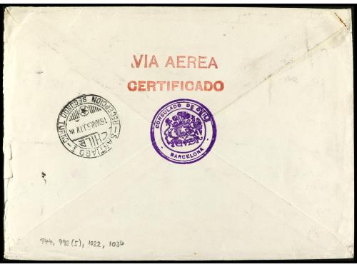 ✉ ESPAÑA. Ed. 992. 1950. BARCELONA a CHILE. 10 pts. (5) más 