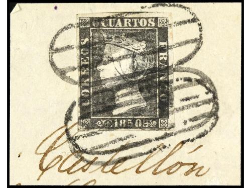 ° ESPAÑA. Ed. 1, 1A. 6 cuartos negro. 5 ejemplares. Araña ne