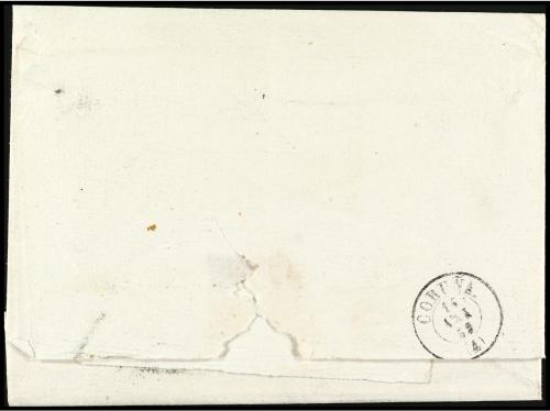 ✉ ESPAÑA. Ed. 37. 1859. GINZO DE LIMIA. 4 onzas verde, mat. 