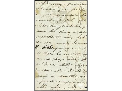 ✉ ESPAÑA. Ed. 42 (4). 1859. FRONTAL. MÁLAGA a NEW YORK. 2 re