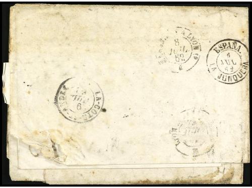 ✉ ESPAÑA. Ed. 52. 1862. BARBASTRO (Huesca) a FRANCIA. Franqu