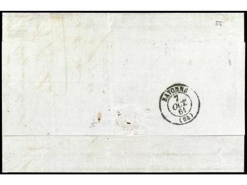 ✉ ESPAÑA. Ed. 53 (5). 1861. MADRID a FRANCIA. 12 cuartos car
