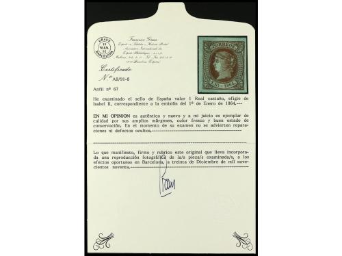 ** ESPAÑA. Ed. 67. 1 real castaño. Grandes márgenes y color 