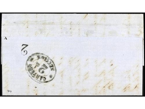 ✉ ESPAÑA. Ed. 74. 1865. BARCELONA correo interior. 2 cuartos