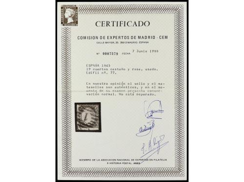 ° ESPAÑA. Ed. 77. 19 cuartos castaño y rosa. Centrado habitu