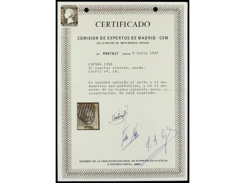 ° ESPAÑA. Ed. 18. 12 cuartos. Borde de hoja. LUJO. Cert. CEM