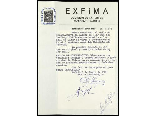 ** ESPAÑA. Ed. 268Hb (4). 5 cts. violeta. Bloque de cuatro E
