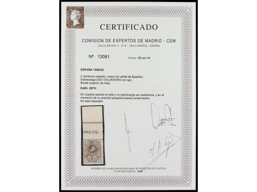 ** ESPAÑA. Ed. 267H. 2 cts. castaño. Numeración A000,000, ha