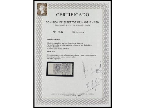 ** ESPAÑA. Ed. 270dmd. 15 cts. violeta. Pareja horizontal, u