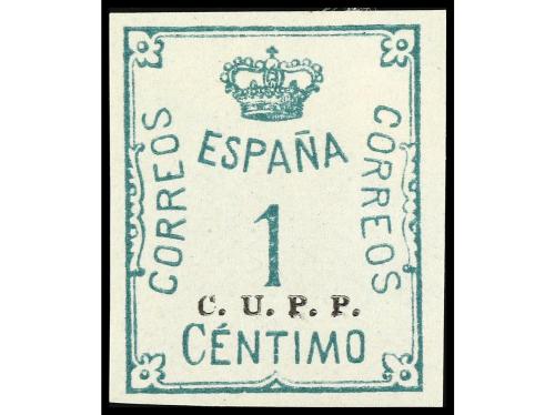 * ESPAÑA. Ed. 291H. 1 c. verde, habilitación C.U.P.P. (2 sel