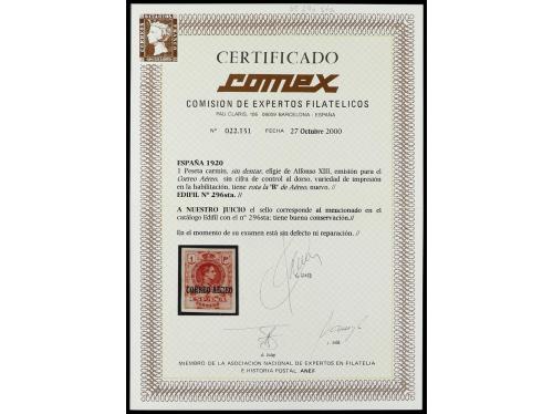 (*) ESPAÑA. Ed. 296sta. 1 peseta rosa SIN DENTAR, variedad "