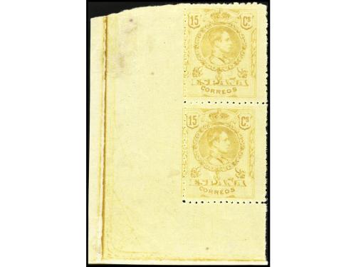 ** ESPAÑA. Ed. 271 (2). 15 cts. amarillo. Pareja vertical co