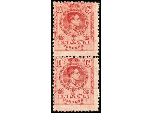 ** ESPAÑA. Ed. 269 (2). 10 cts. rojo. Pareja vertical CON DI